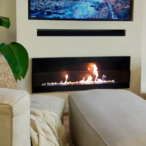 A stylish living room with a Saturn 1200 bioethanol fire