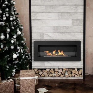 A stylish living room set for Christmas with a Saturn 900 bioethanol fire