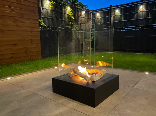 A stylish patio with a Sunset Garden bioethanol fire